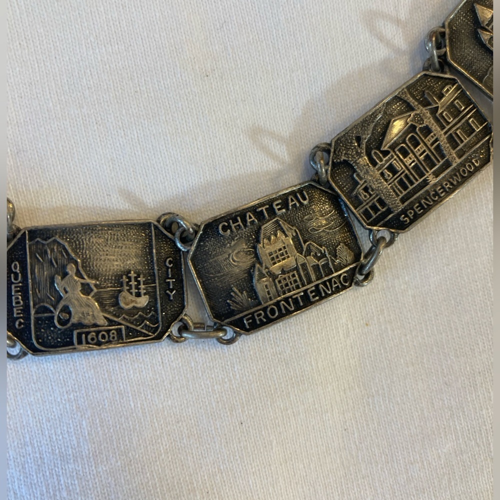 Quebec City Canada Vintage Souvenir Metal Panel Bracelet